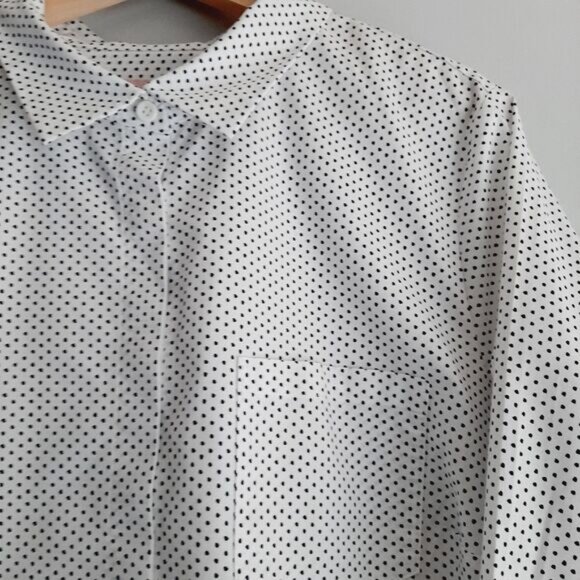 IN EVERY STORY Penningtons Utility Sleeve Button Down Shirt Polka Dot B&W Sz 1X - Picture 9 of 16